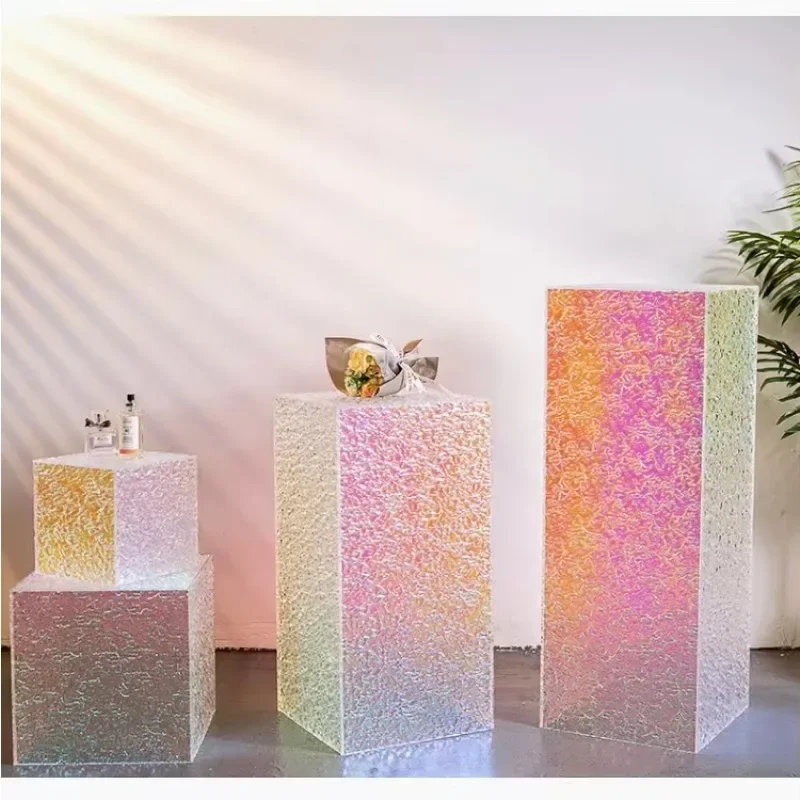 White Cylinder Plinth Acrylic Display Rack for Cakes Desserts Pedestal Food Stand Table for Birthday Wedding Parties Home Office