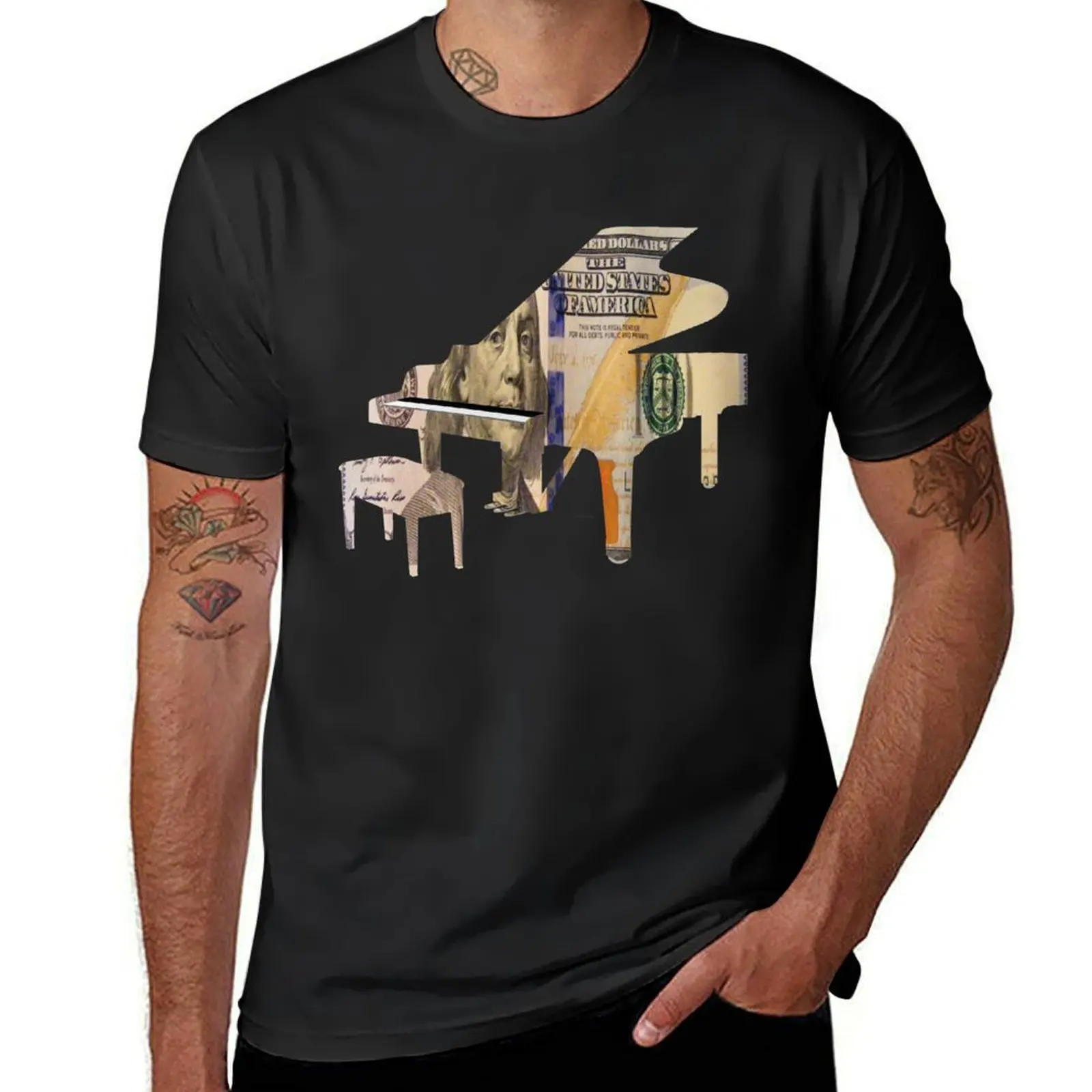 One Hundred Dollar Grand Piano with Bench T-Shirt vintage boys animal print Men's t-shirt