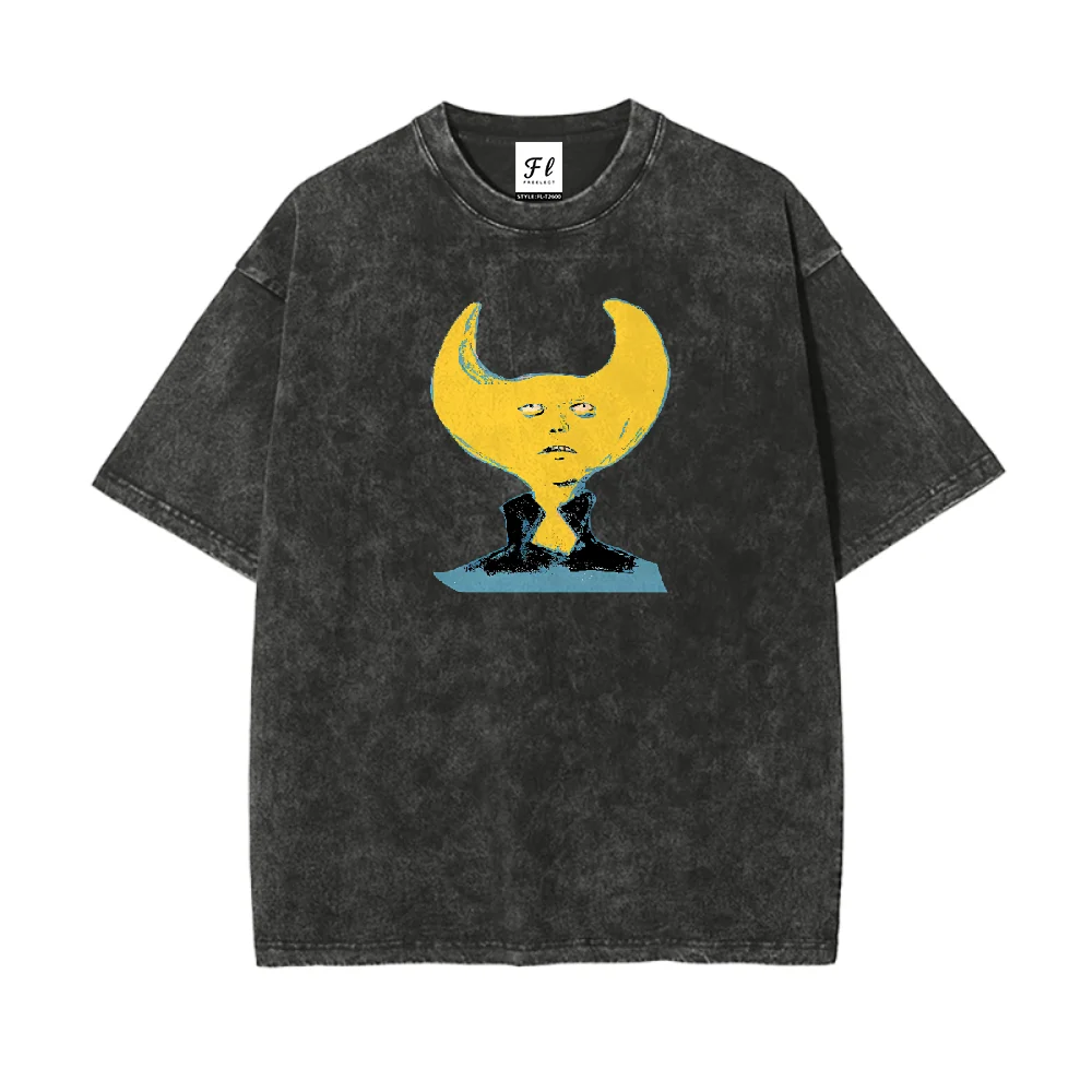 T-shirt grafica con figura cornuta T-shirt oversize in difficoltà casual manica corta unisex retrò streetwear Y2K moda pullover confortevole