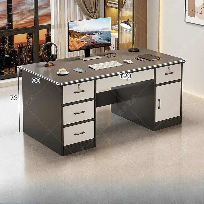 Durable Computer desk Desktop with drawers Workbench Simple with lock Staff seat Single office desk and chair