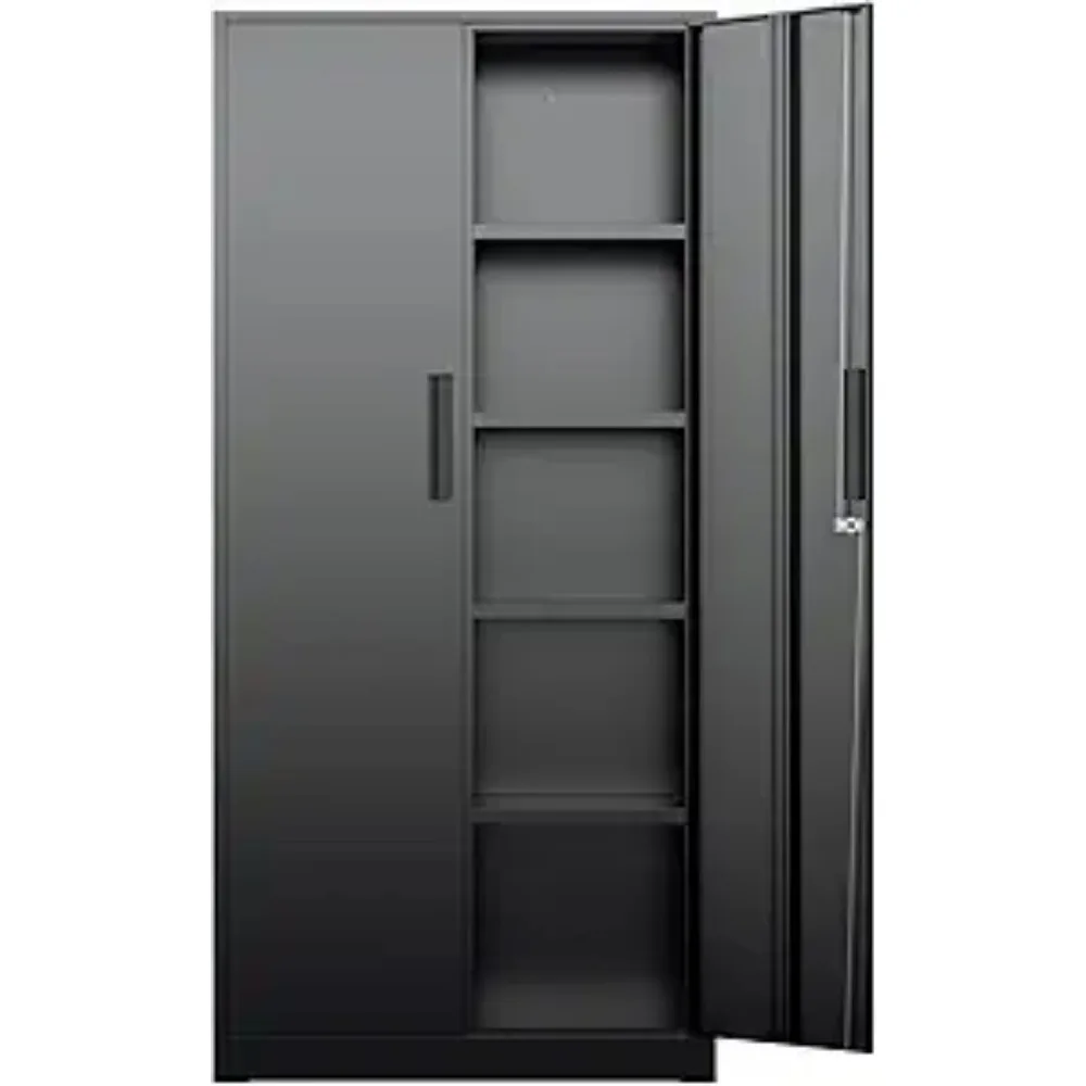 Metal Garage Storage Cabinet, Locking Doors & Adjustable Shelves Tall Storage, Heavy Duty Steel Tool Cabinet for Home