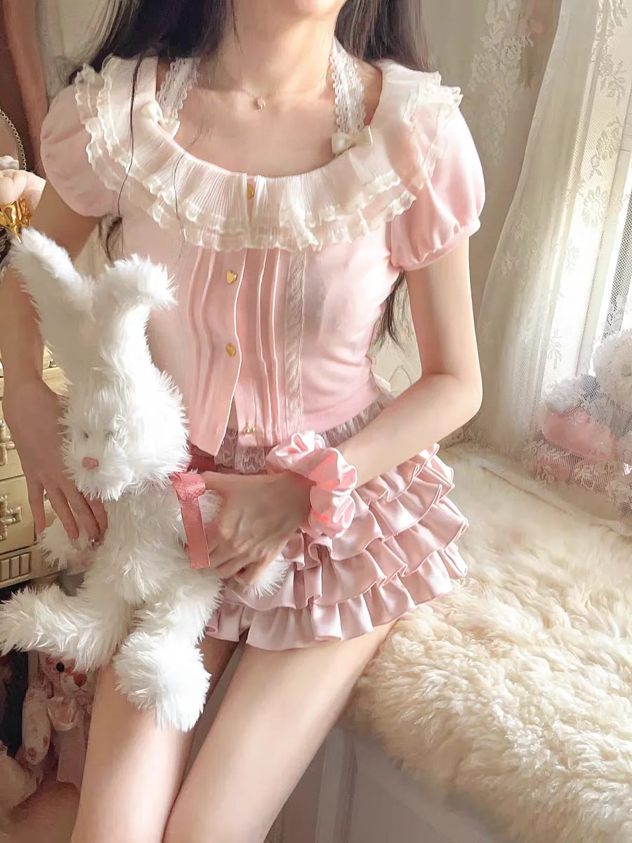 

Princess sweet lolita bobon21 French girl tender cute lace collar summer thin knitted cardigan shirt C2331