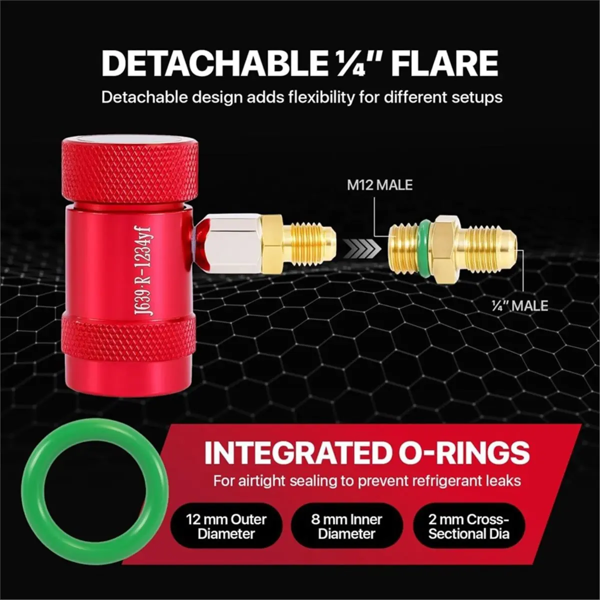 DT38 R1234yf Quick Coupler & Can Tap Kit, AC Recharge Tool Set with Self-Sealing & Puncture Refrigerant Can Taps