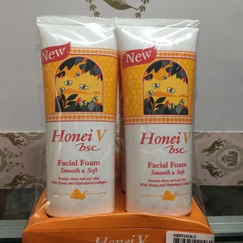 Thailand Original Honei V bsc Honey Facial Foam Natural Collagen Whitening Gentle Cleansing Smooth Soft Honey Bee Facial Wash
