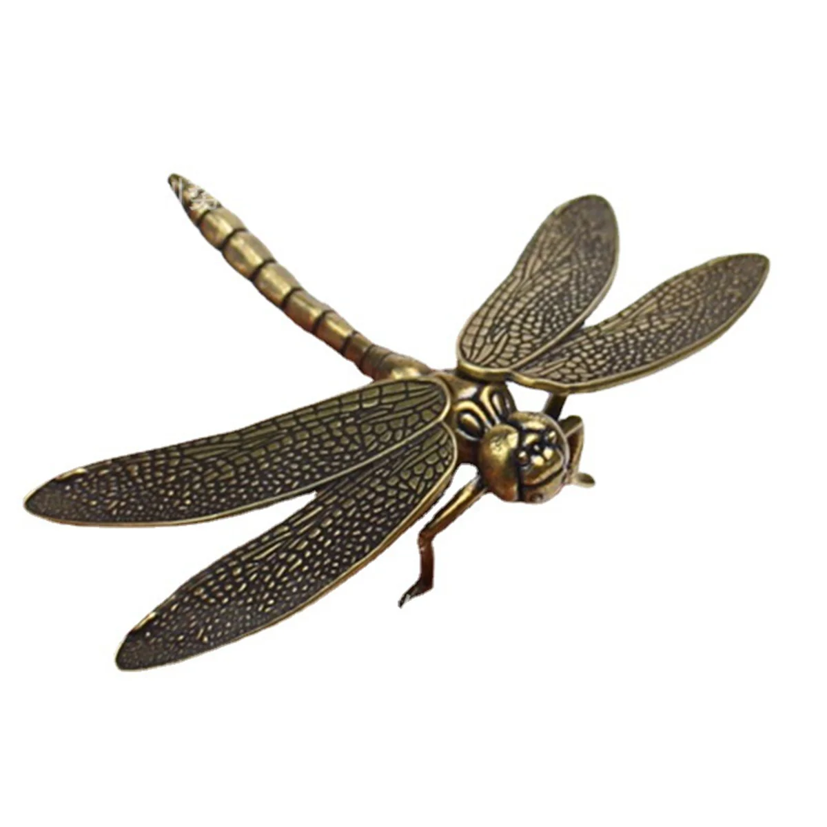 Mini Brass Dragonfly Casting Animal Figurine Retro Style Metal Sculpture Home Desktop CAU30t Decoration