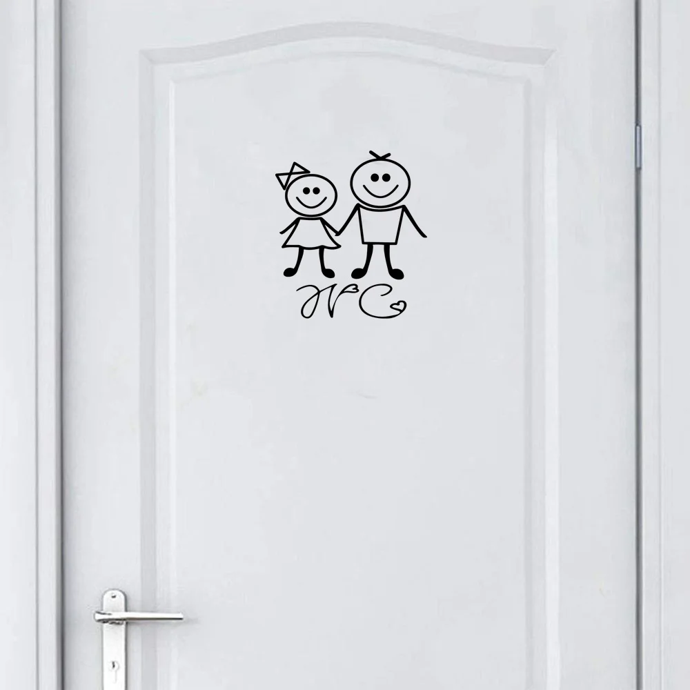 1pc Toilet label sticker Cartoon WC wall decoration Vinyl Mural Decal Home Decor Self adhesive DIY Wall Sticker
