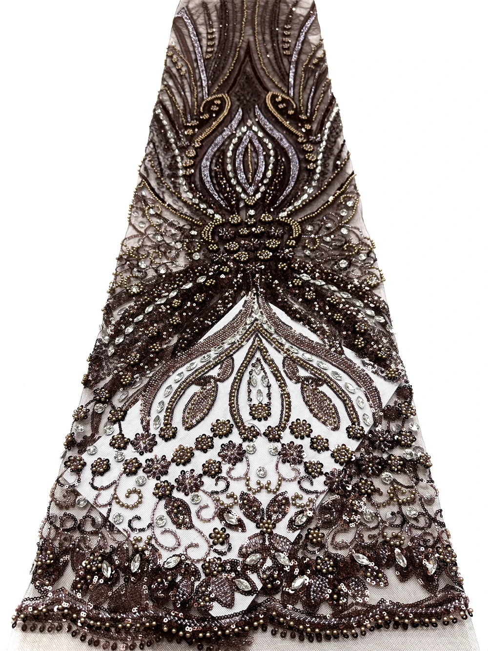 Luxury French African Handmade Embroidery Crystal Beads Lace High Quality Nigerian Sequin Lace Fabric For Wedding Dress 2026