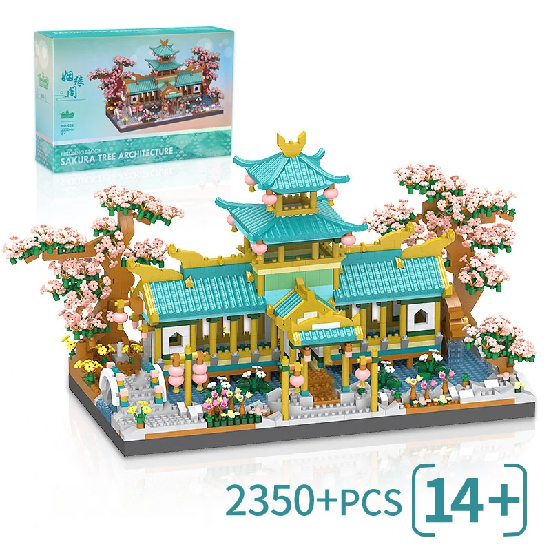 Bloques de construcción de arquitectura Retro china para niños, juguete de ladrillos para armar jardín de flores en 3D, ideal para regalo, código piezas, compatible con 2350
