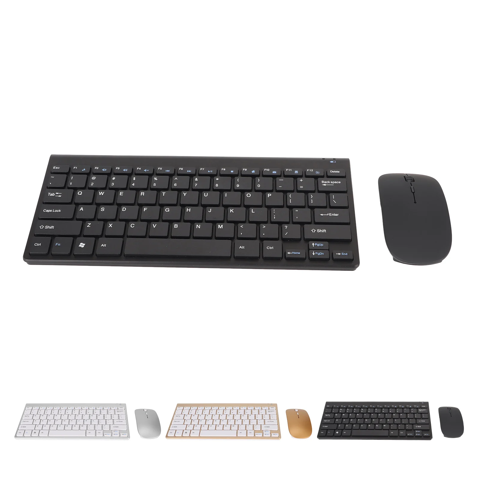 Wireless Keyboard Mouse Kit Slim Wireless Key Mouse Combo Portable Beautiful Power Saving Silent Button LED Indicator for Home