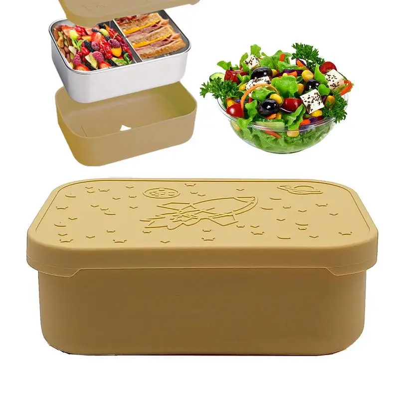 Lunch Box Containers For Adults Insulated Food Salad Container 850ml Leak-proof Stainless Steel Box With Silicone Lid Picnic