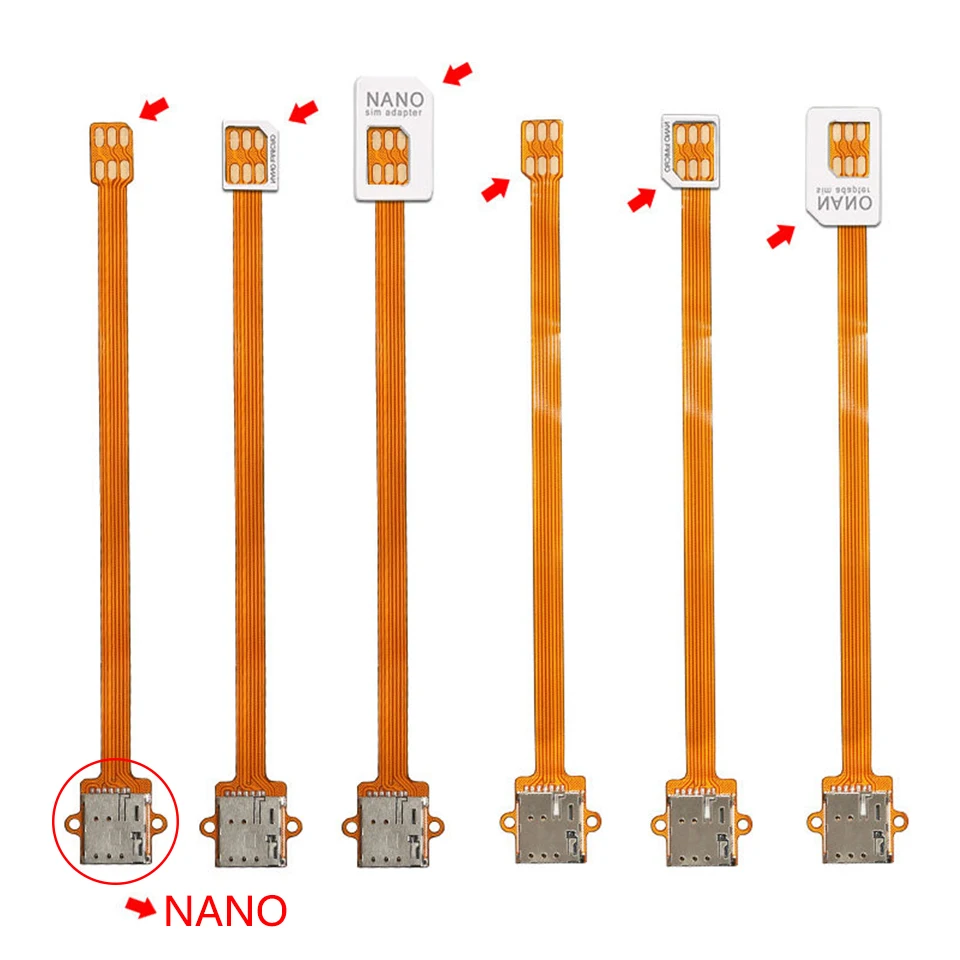 1/3PCS SIM Card Extension Cable 2FF SIM Standard Reverse Extension Cord Mobile Phone Signal Extension Cord