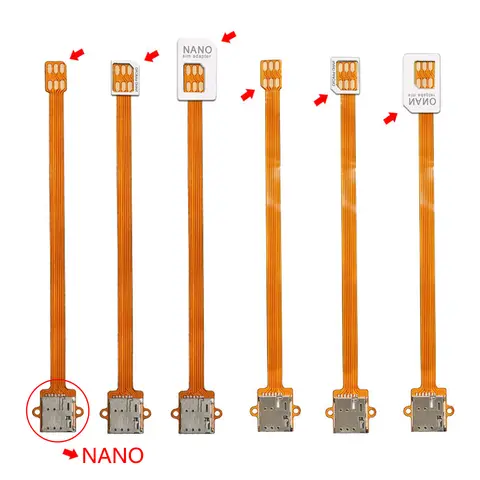 1/3PCS SIM Card Extension Cable 2FF SIM Standard Reverse Extension Cord Mobile Phone Signal Extension Cord