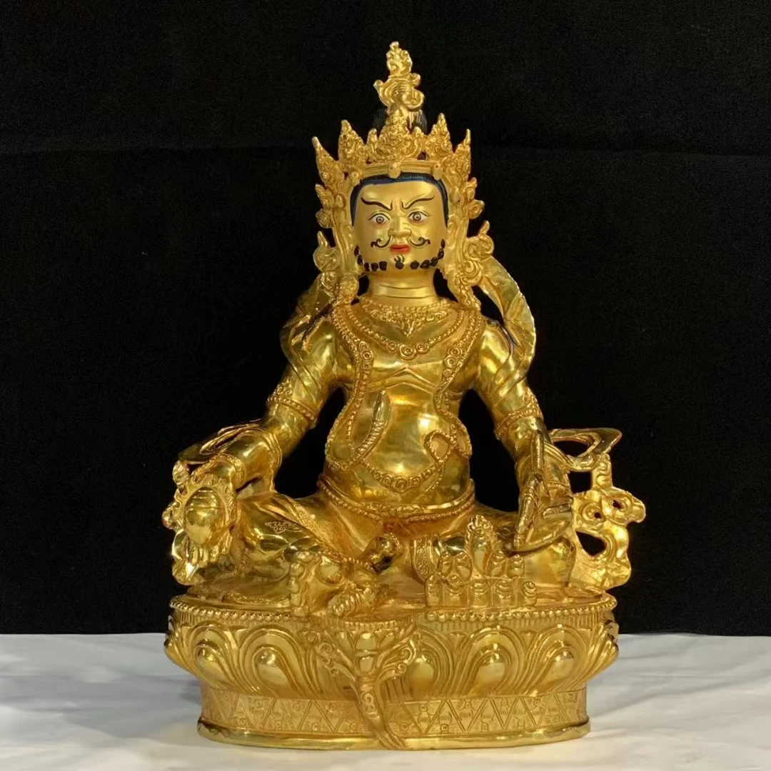 30cm Wholesale Buddha statue # gilding COPPER Yellow Jambhala fortune god temple family Altar efficacious