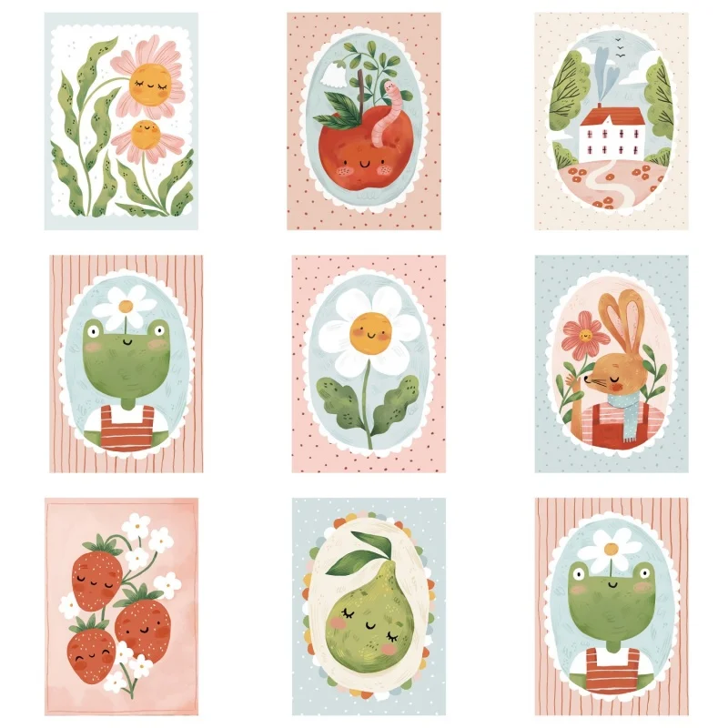 

Симпатичные художественные картины для детской комнаты в богемном стиле, украшения стен игровой комнаты, картины, постеры в скандинавском стиле, простая ручная роспись