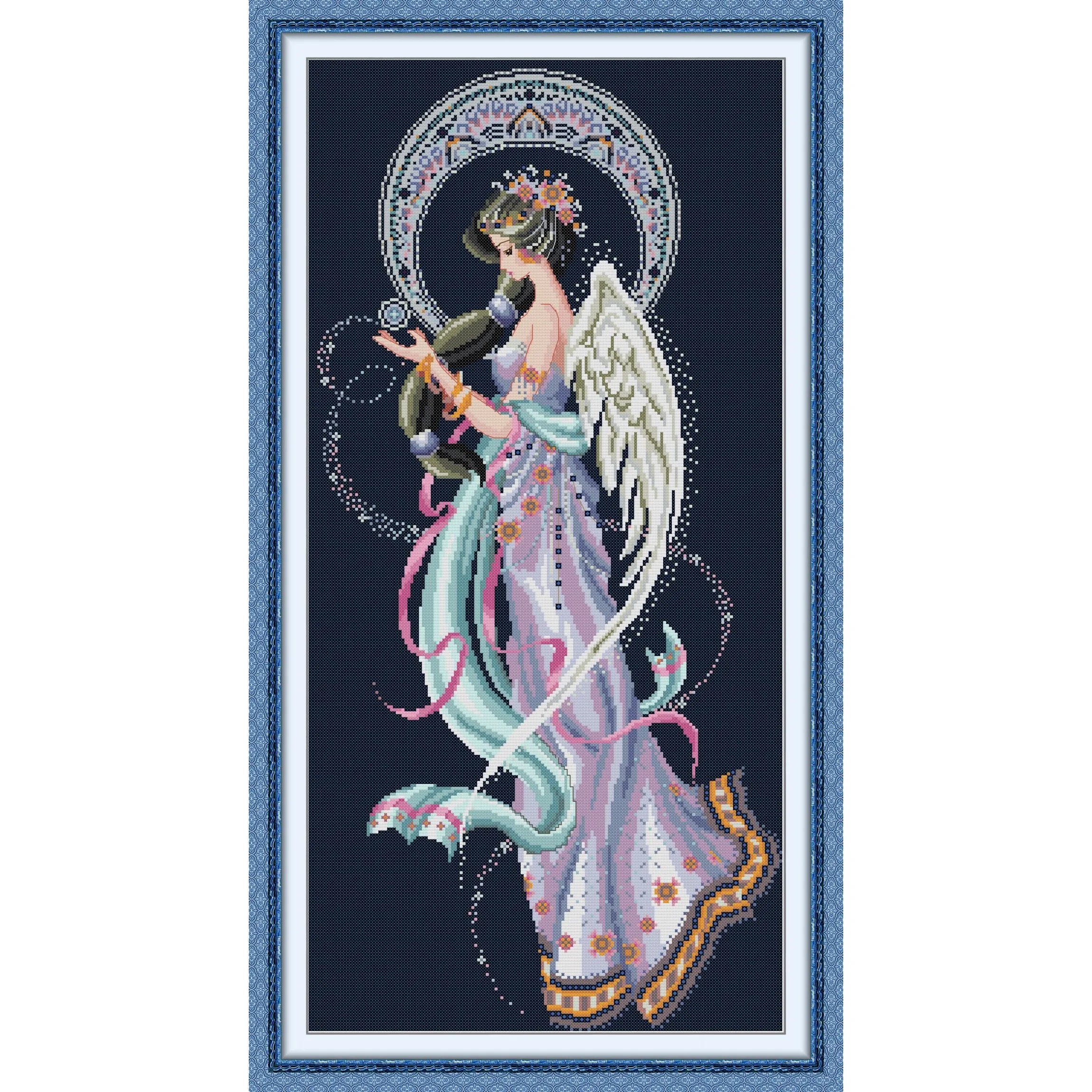 

Joy Sunday Pre-printed Cross Stitch Kit Easy Pattern Aida Stamped Fabric Embroidery Set-Moon Goddess