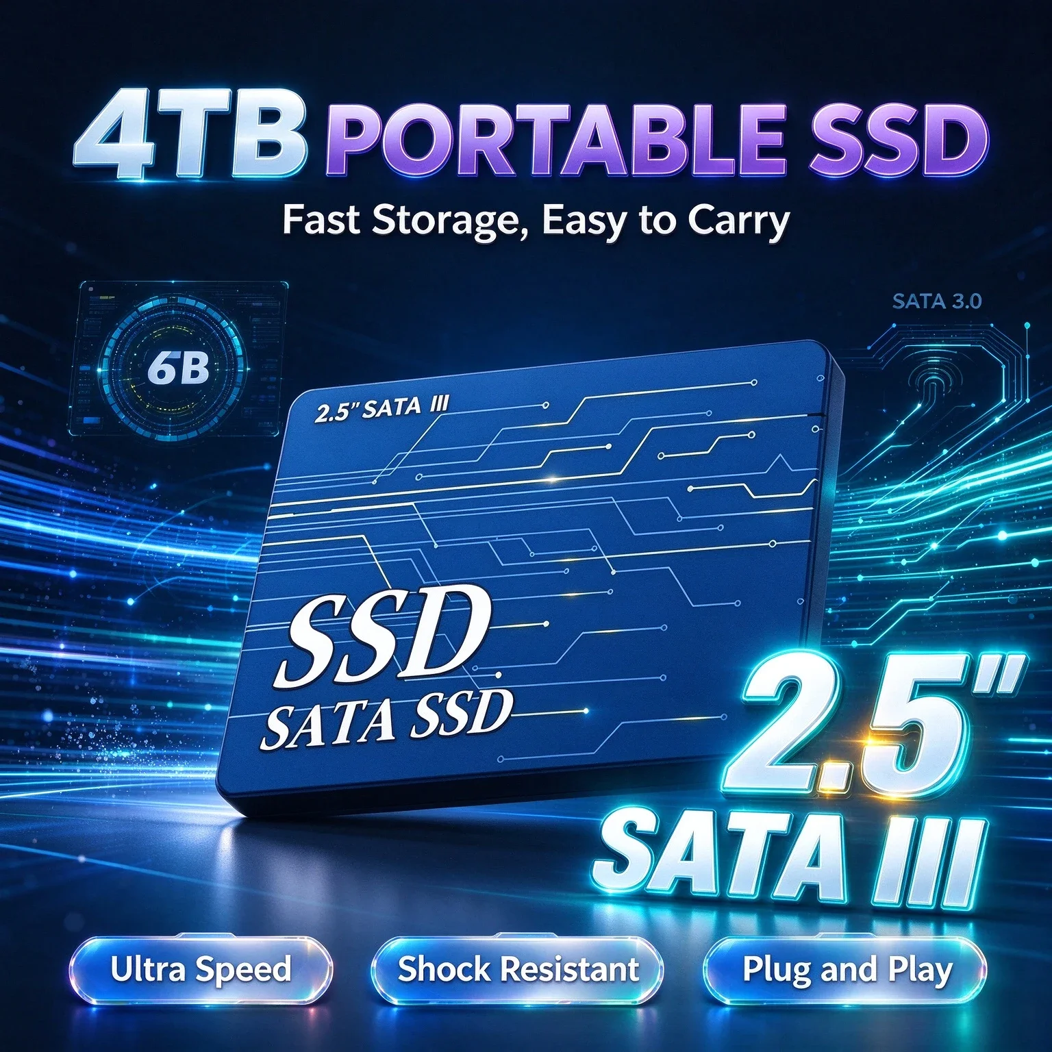 Original 2.5 Inch SATA III SSD Internal Solid State Drive 2TB  4TB High Speed Hard Disk Storage For Desktop Laptop PC Upgrade
