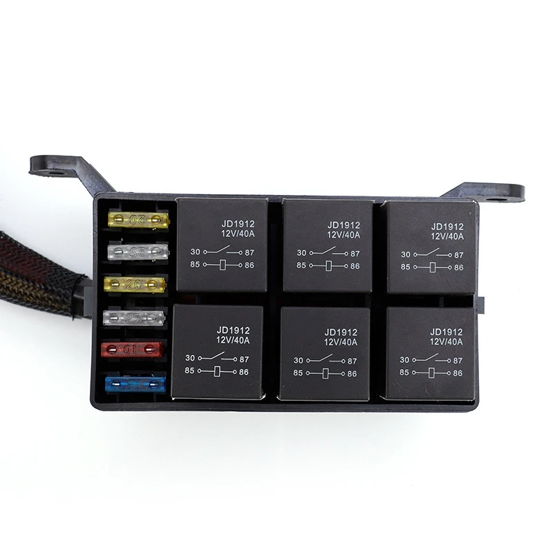 Scatola relè 12V Scatola fusibili relè a 6 vie Scatola relè impermeabile precablata 12 AWG Blocco relè fusibile ATC/ATO a 6 slot per auto marine