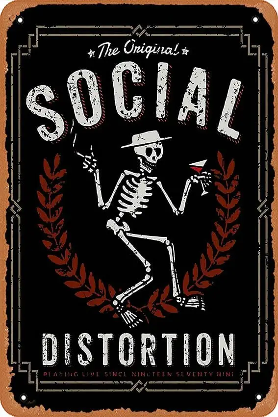 Постер с искажением общества, винтажная металлическая жестяная вывеска, Декор для дома, настенное искусство в гаражной пещере, 12 х8 дюймов