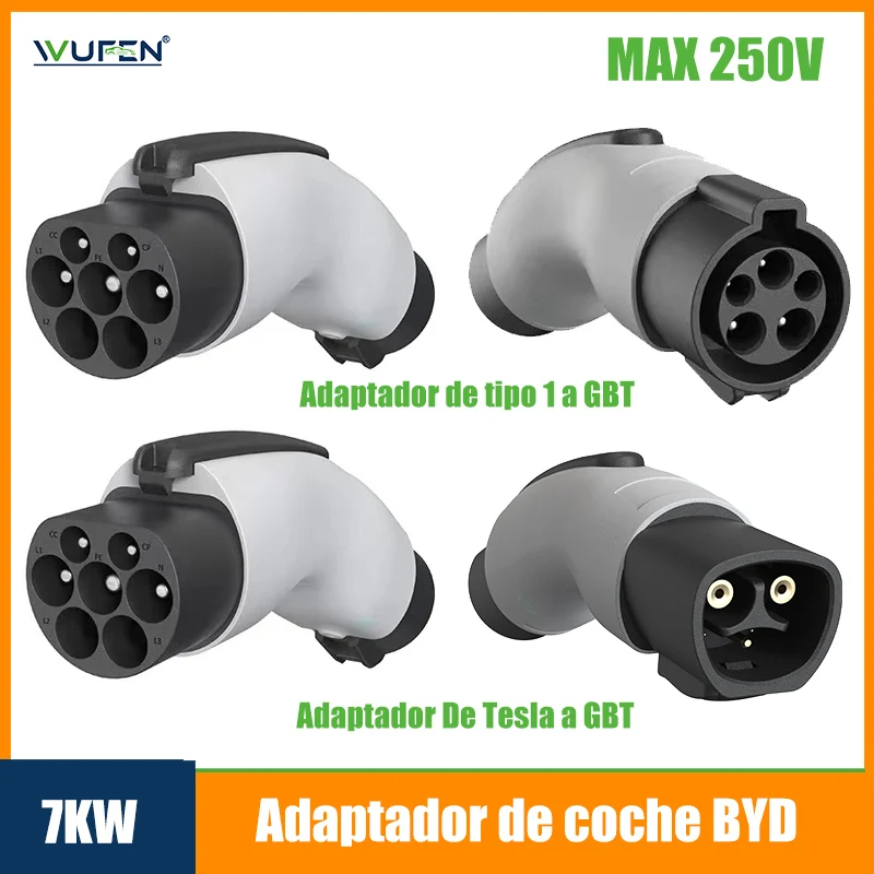 

WUFEN 250V Tesla к GBT адаптер EV зарядная станция Тип 1 к GBT адаптер Соединитель с замком автомобильные аксессуары для автомобиля марки BYD