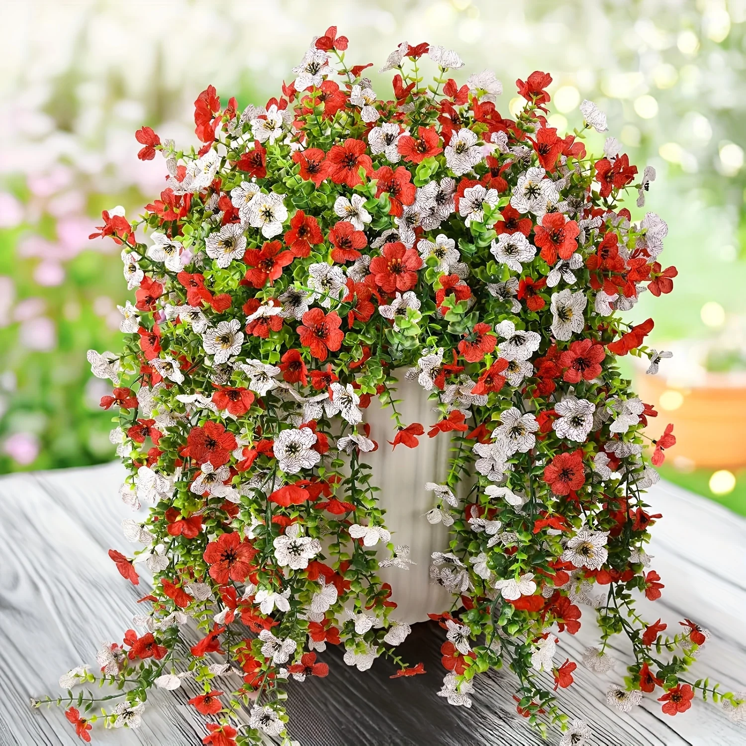 4-teilige UV-geschützte künstliche Gänseblümchen-Hängeblumen – perfekt für Wohnzimmer, Veranda, Balkon, Terrasse, Garten