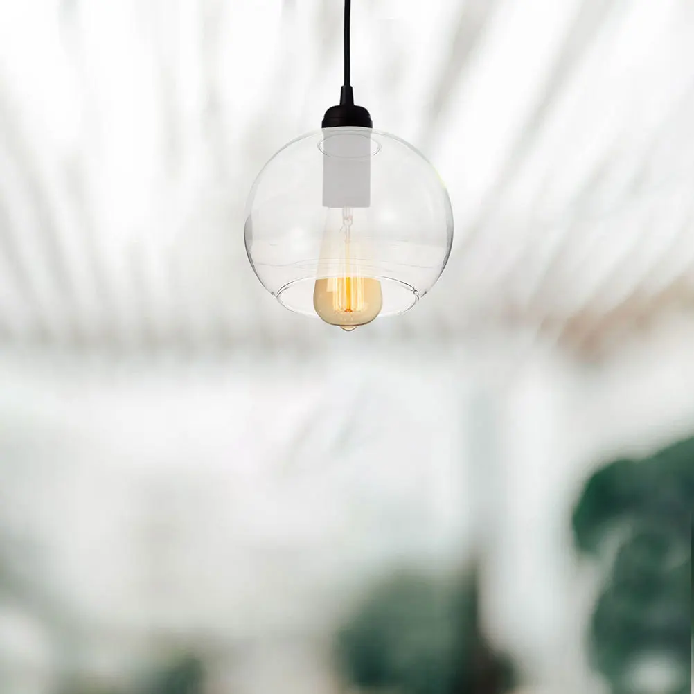 Double Hole Clear Glass Globe Lampshade Sphere Pendant Light Shade Replacement Dual Opening Home Farmhouse Decor