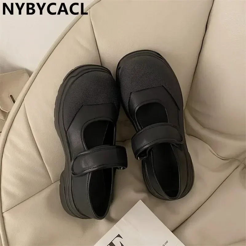 New French Style Women Espadrilles Hook Loop Casual Platform  Black Daily Girls Fashion Vintage Shoes