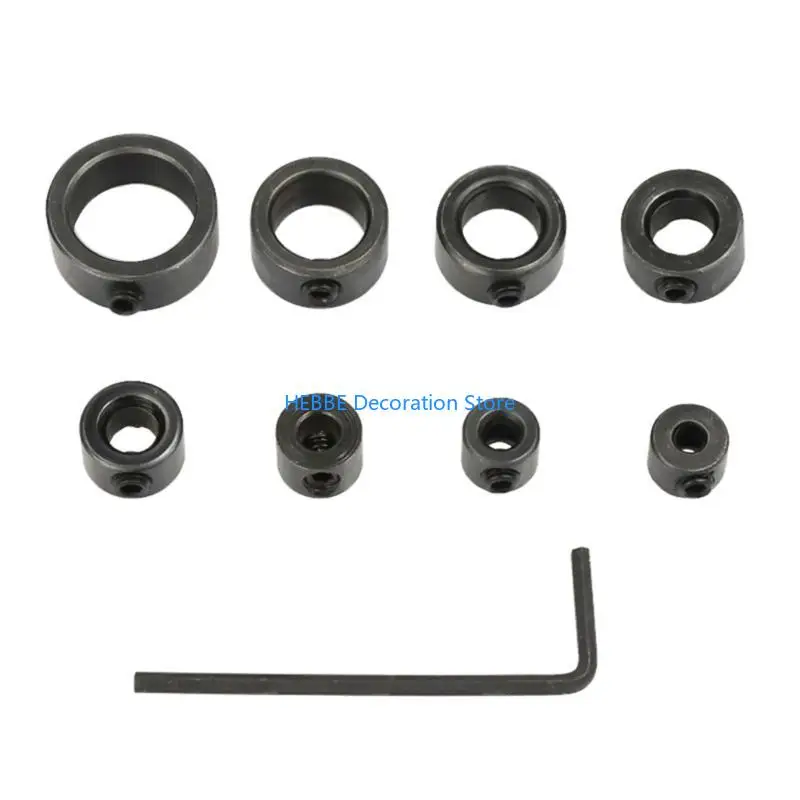 

B0KC 8Pce Precisions Metric Drill Stop Collar Set for Accurate Hole Depth Control