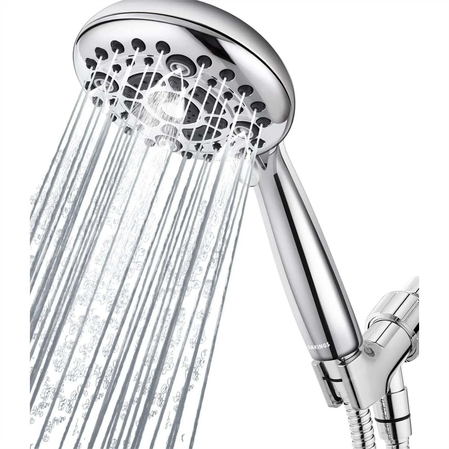 

High Pressure Handheld Showerhead with 6 Spray Modes, 5-Inch Chrome Shower Head with 60-Inch Stainless Steel Hose, Easy 1-Min