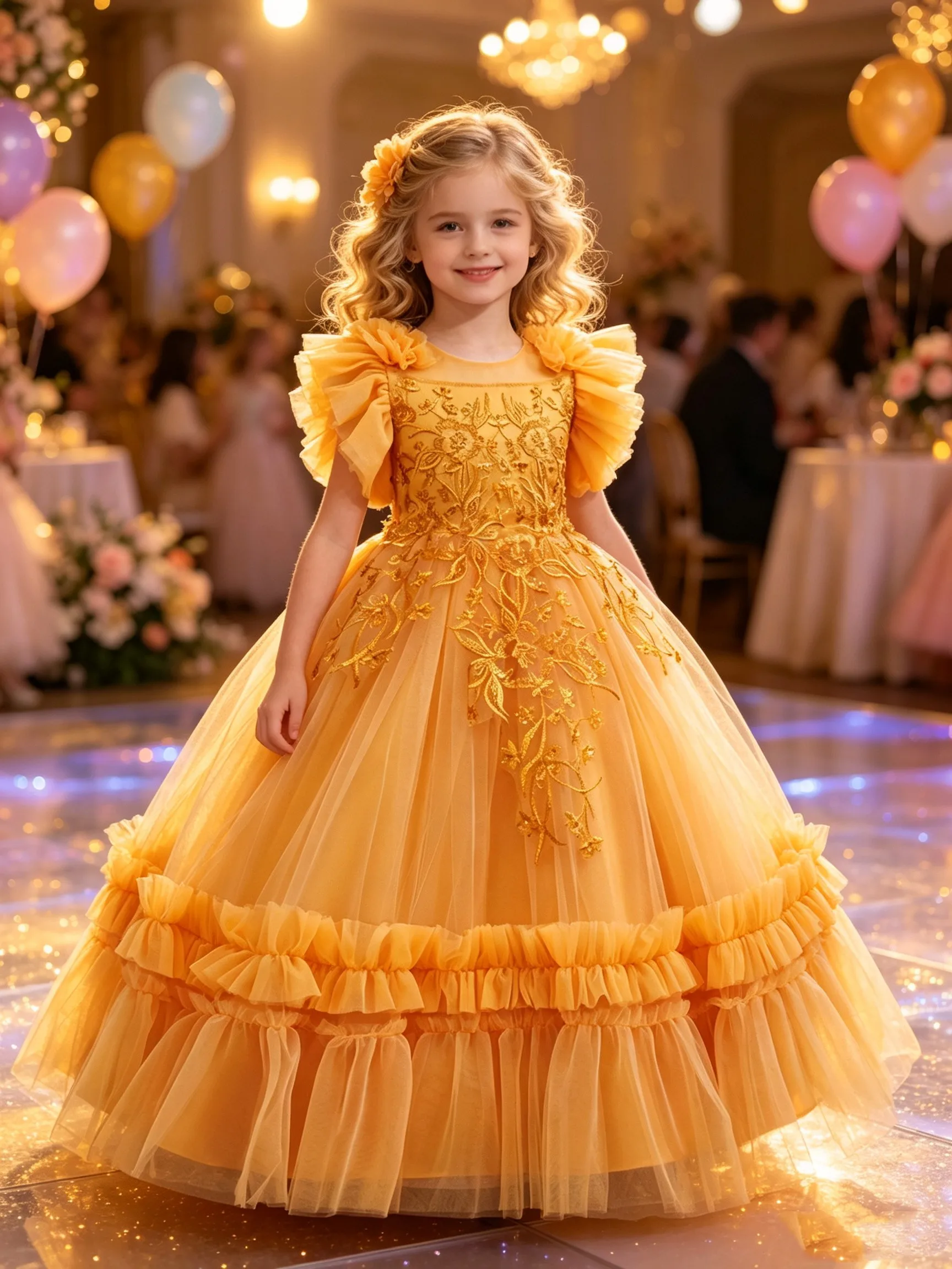 Flower Girl Wedding Dress Long Sleeved Lace Dress Elegant Girl Art Performance Princess Dress 2024 Girl Carnival Clothing