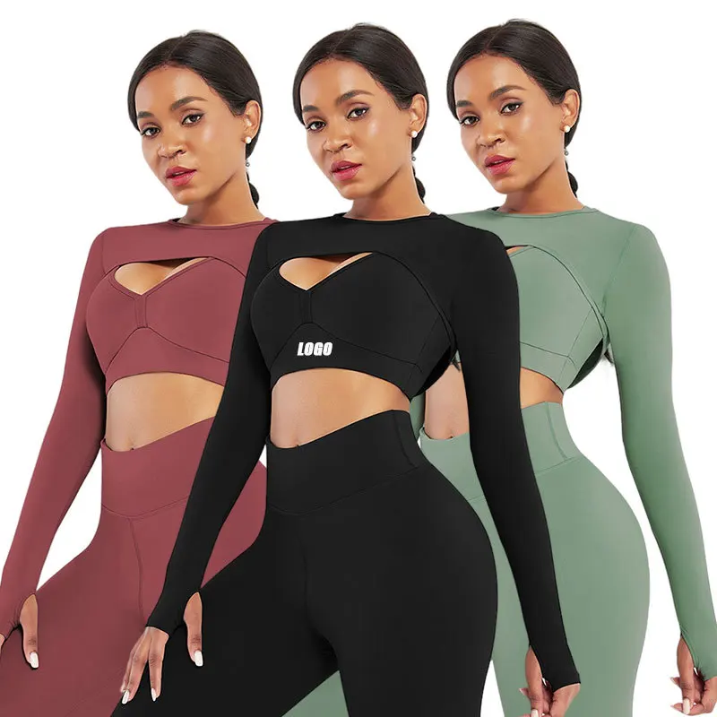 3PCS Women Sportswear Yoga Set Gym Clothing Long Sleeve Crop Tracksuit Top High Waist Seamless Leggings Fitness Sports Suits