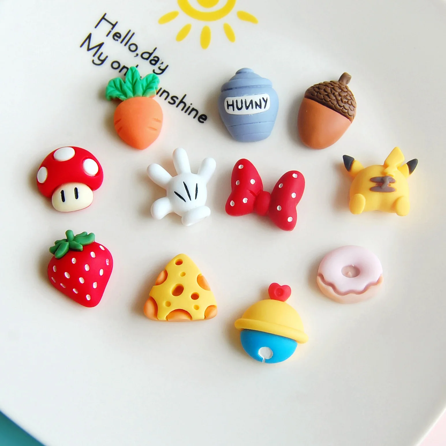 Kawaii 3D Classic Cartoon Palm Mushroom Bell Cheese Hair Accessories Phone Case Earrings Patch Decoration Big Nail Art Charms