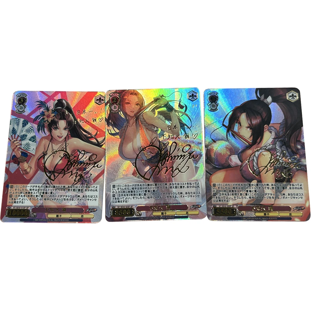 3Pcs/set The King of Fighters Mai Shiranui Signature Flash Card Classic Game Anime Collection Cards Diy Gift Toys