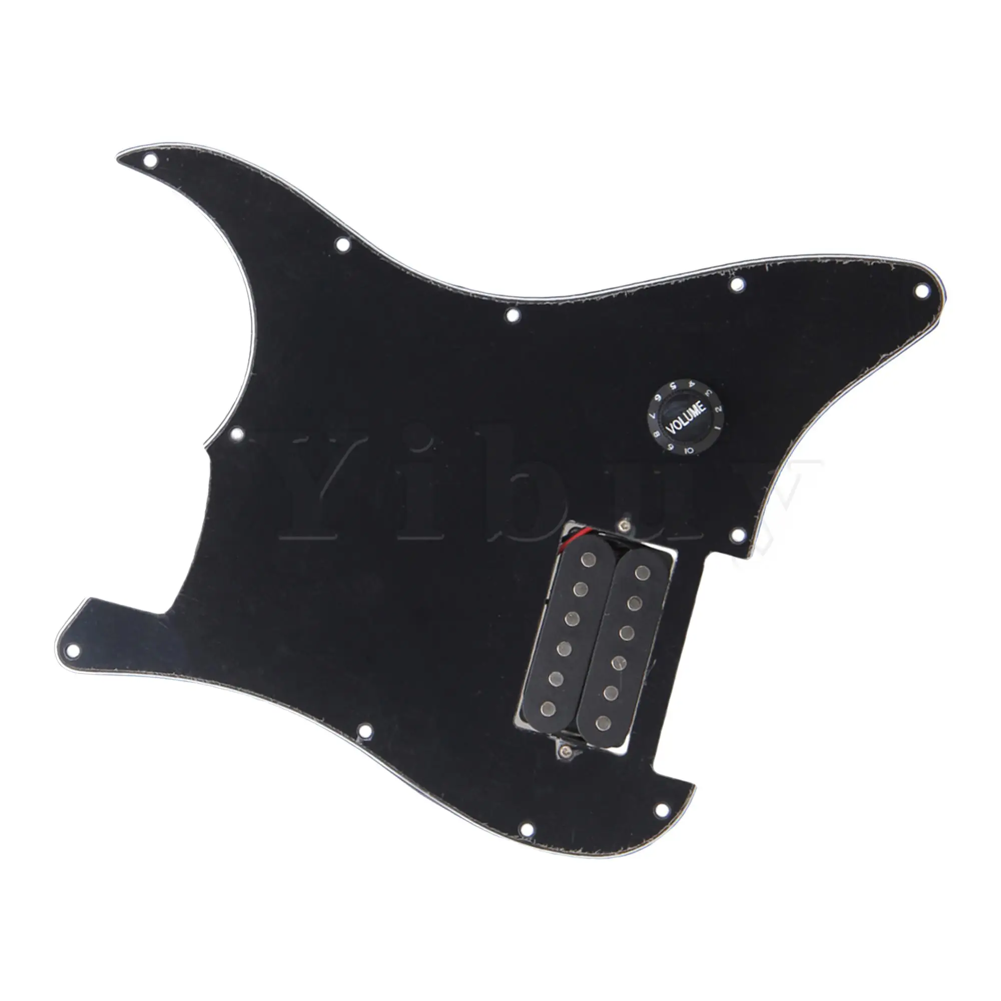 Yibuy Prewired Electric Guitars Pickguard Dual Pickup 3-ply Black with Screw