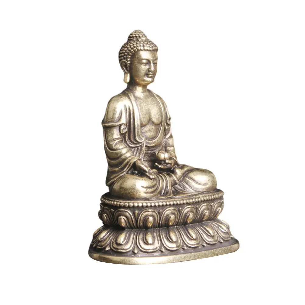 

Buddha Copper Statue Ornament Retro Brass For Home Temple Decor Desktop Religious Gift Tabletop Decoration Craft