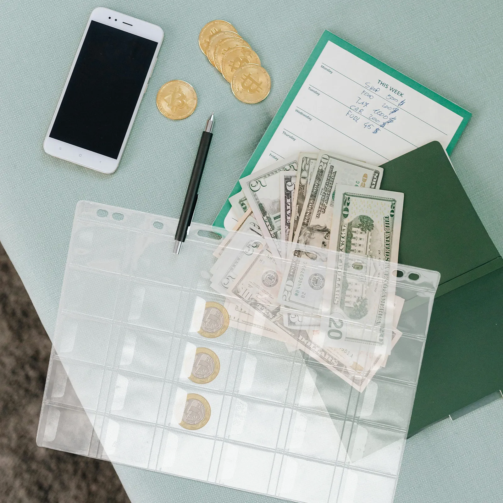 

10 Sheets High-Quality Coin Collection Inserts for 3-Ring Binders Clear PVC Pages with Smooth Inner Surface Coin Protector Pages