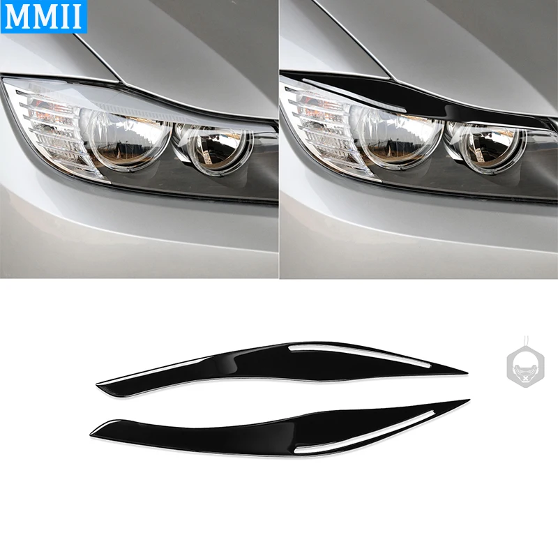 

For BMW 3 Series E90 318i 320i 325i 2009 2010 2011 2012 Piano Black Carbon Fiber Lamp Eyebrow External Protection Sticker