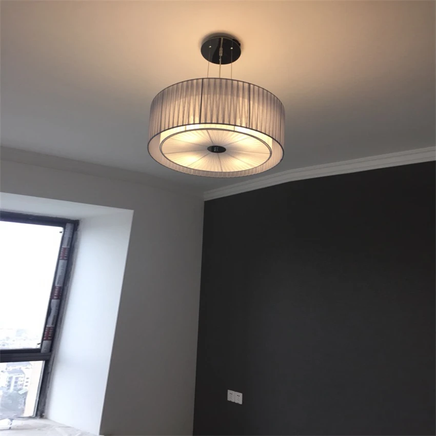 Nordic multi-layer fabric round pendant lights bedroom modern dining room pendant lamps living room study LED decor fixtures