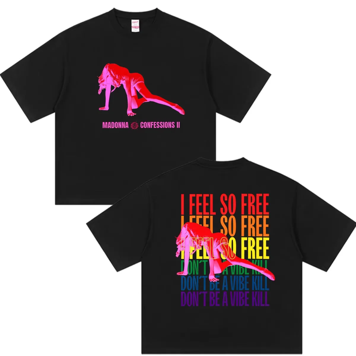 I Feel So Free Tour Music T-Shirt Madonna Confessions II Album 2026 Graphic T Shirts Men Women Retro Fashion Short Sleeve Tshirt