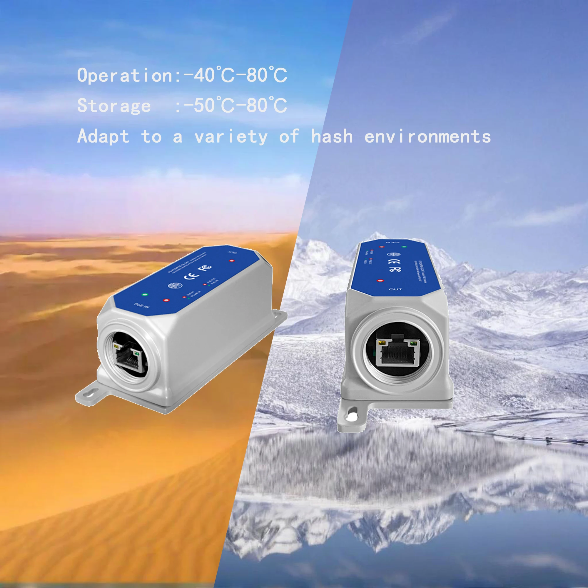 IP67  2.5/10G Outdoor POE converter, Active  90W to Passive 30W, DC 24V PIN 45+78- High Power POE Splitter for Outdoor Use
