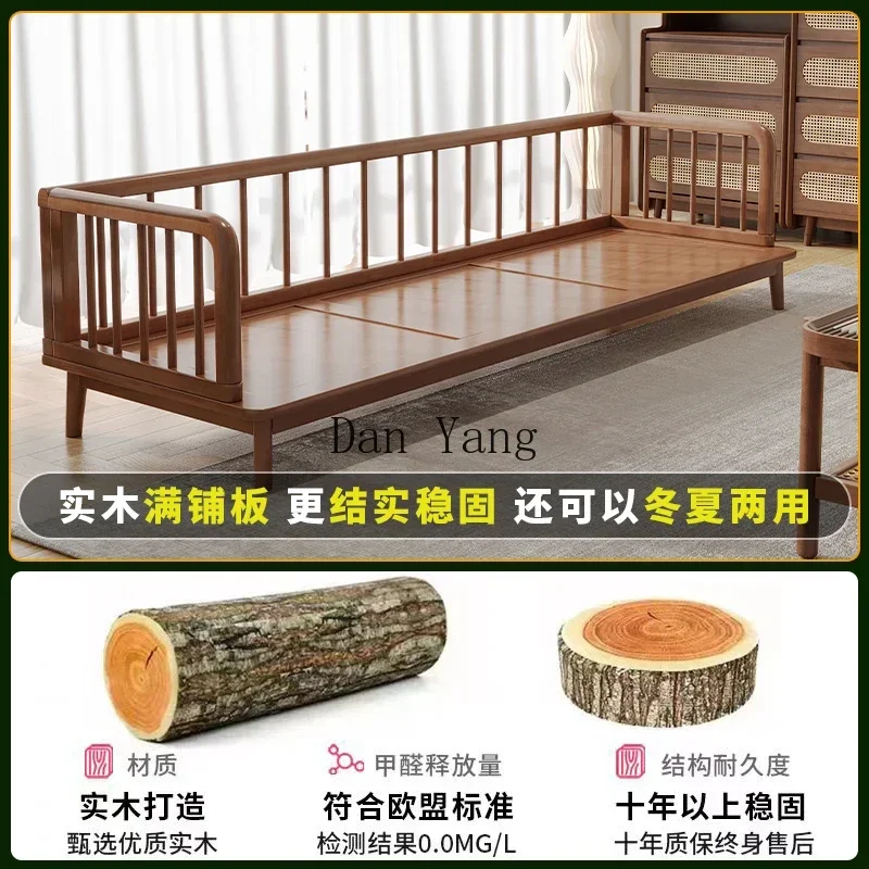 YJ new Chinese sofa living room wooden straight row wood relaxation tea room reception zen double triple fabric sofa