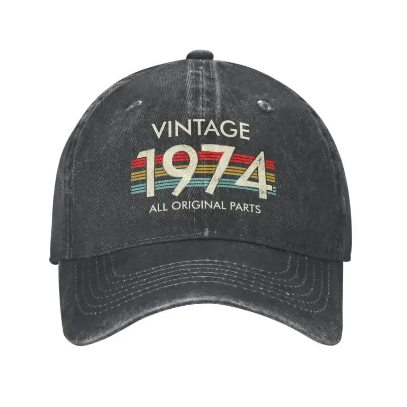 

Personalized Cotton Vintage 1974 All Original Parts Birthday Gifts Baseball Cap Sports Men Women's Adjustable Dad Hat Spring