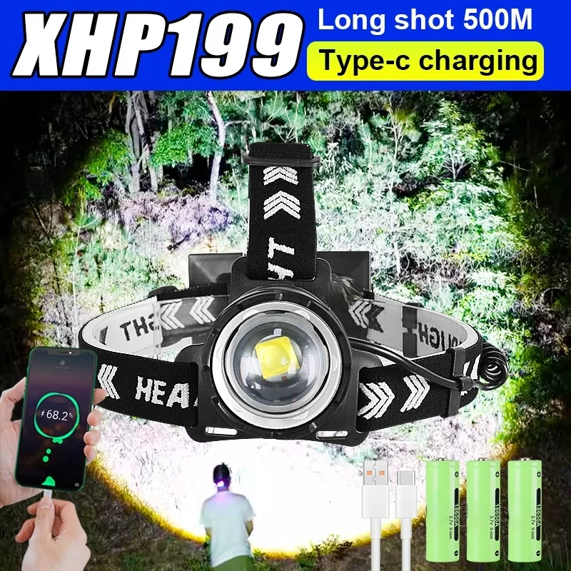 

2025 New XHP360 Powerful Headlight Ultra Bright Led Headlamp USB Rechargeable Head Flashlight Camping Fishing Headlight 18650