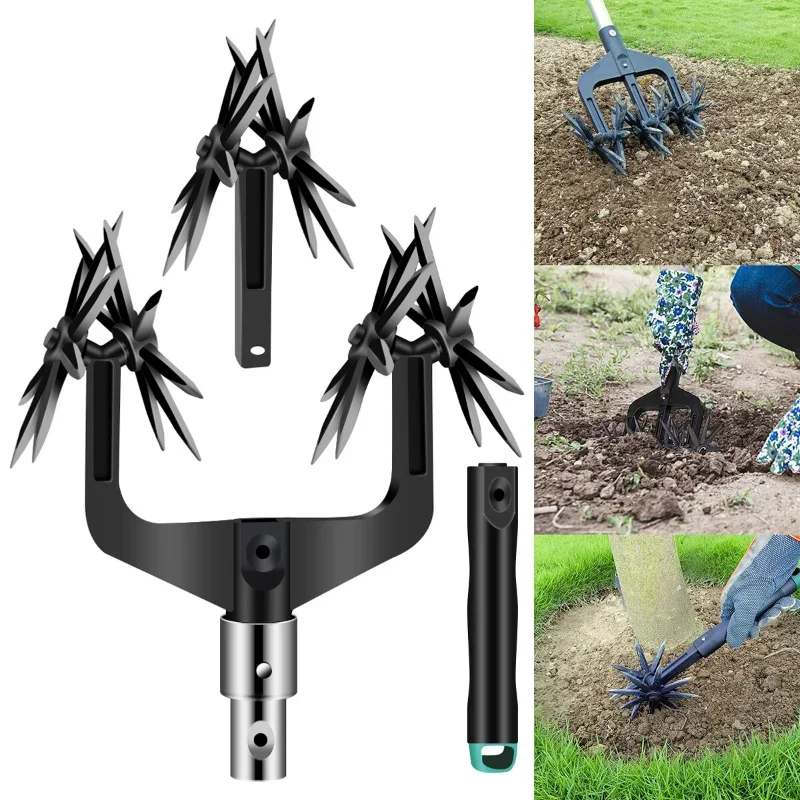 Rotary Cultivator Garden Lawn Ripper,Adjustable Gardening Rotary Tiller And Hand-Held Garden Cultivator Tool