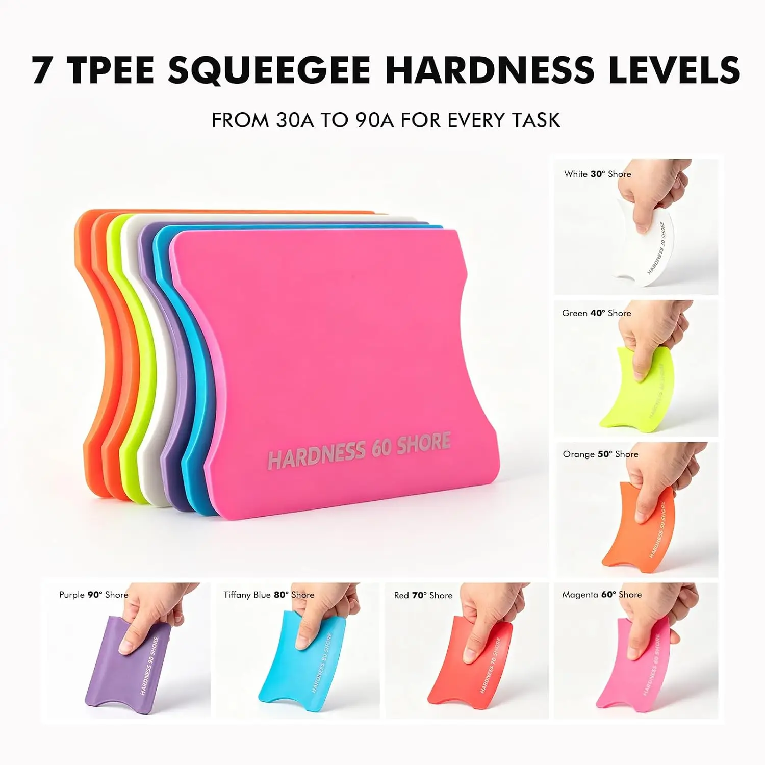 FOSHIO Flexible Plastic Card Squeegee Fabric Felt Edge Rounded‑Rectangle Vinyl Scraper Multi-Hardness Car Wrapping Squeegees