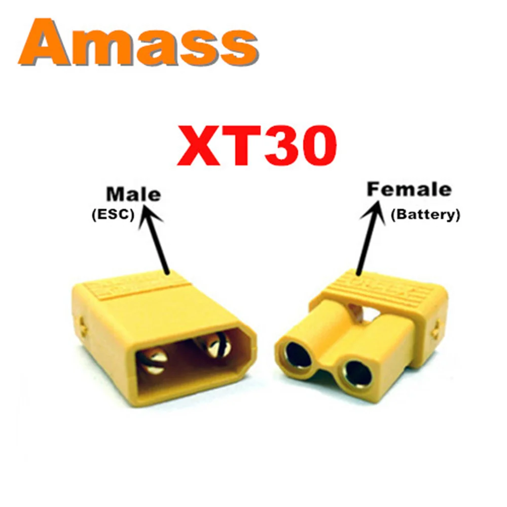 

Amass XT30 Male Female 2mm Antiskid Plug Connector For Rc Battery RC Helicopter Muticopter Car Boat