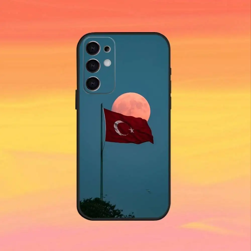 1pc Casing Ponsel Bendera Turki Untuk Samsung S25,S24,S21,S22,S23,S30,Ultra,S20,Plus,Fe,Note,5G Warna Hitam