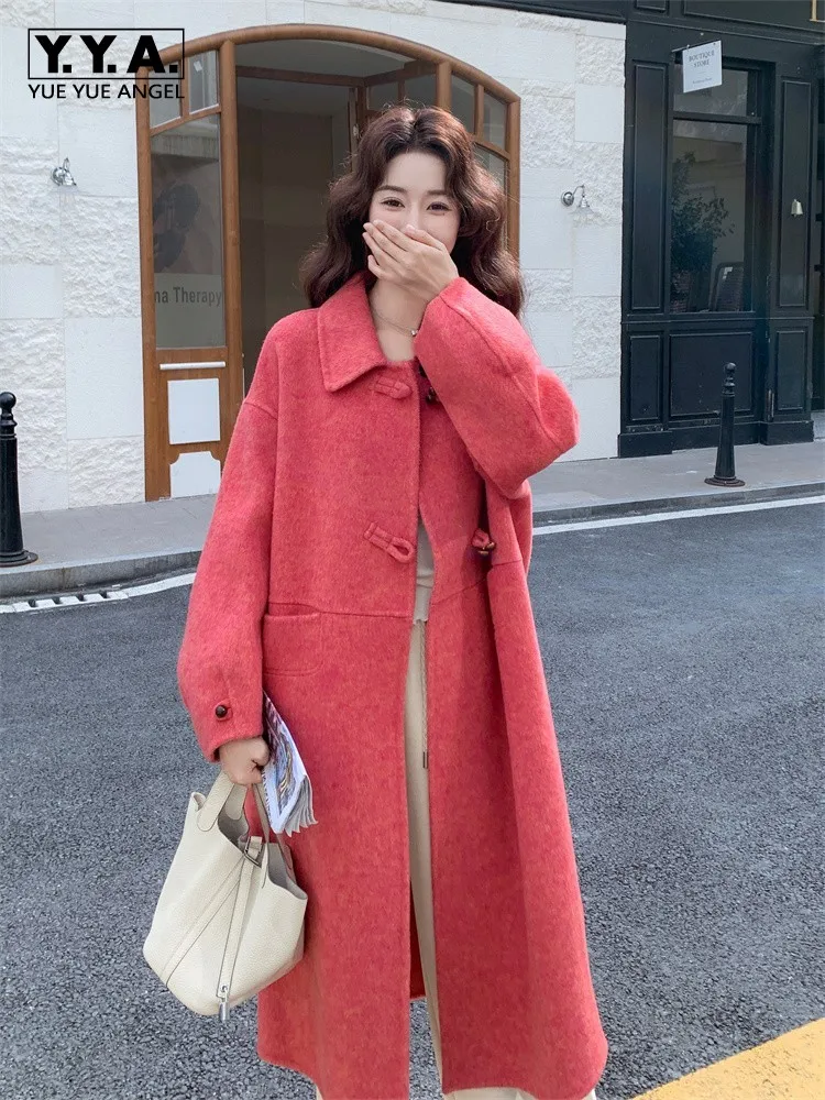 

Женское шерстяное пальто, осенне-зимнее модное свободное однотонное повседневное пальто, офисное женское однобортное модное длинное пальто