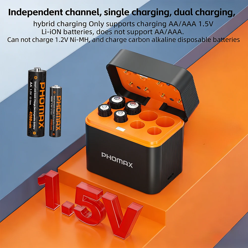 PHOMAX 1.5V AA & AAA Lithium Ion Battery New Fast Charging Rechargeable Battery For Toy Camera Remote Control Mouse SmartDoor