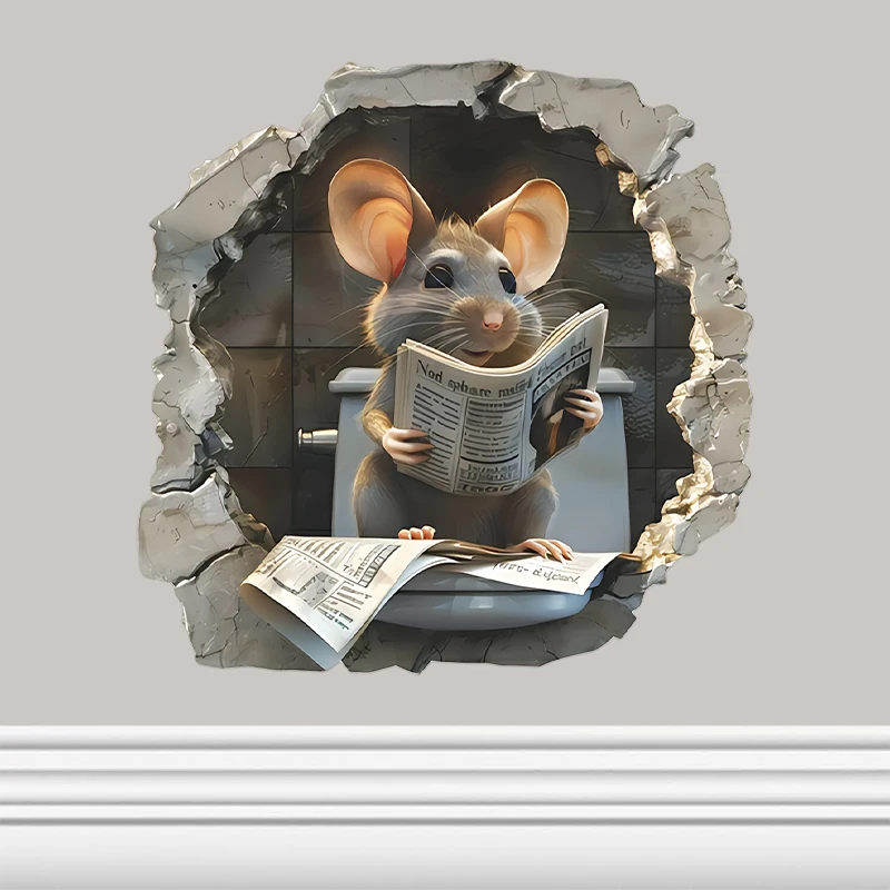 Chibi Kitchen Mouse Wall Sticker Bathroom Toilet Decor Living Room Cabinet Home Decoration Decals Self-Adhesive Mural