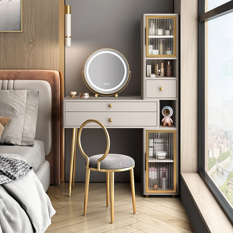 

05-*Retractable dresser light luxury large-capacity storage makeup table storage integrated dresser master bedroom table